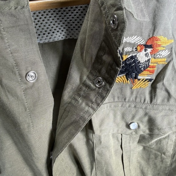 Howler Brothers Gaucho Snapshirt Mens XL Green Caracara Bird Western Snap NWOT - Picture 5 of 11